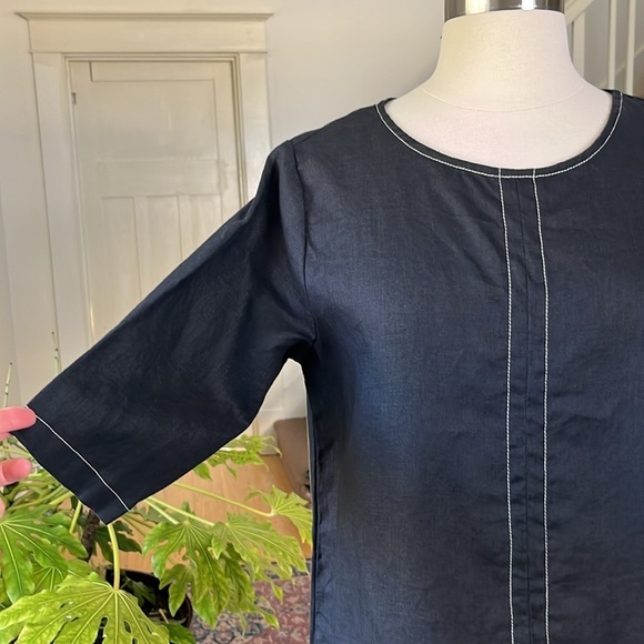 LISA BAYNE Black Linen Tunic Size XS - Picture 1 of 13